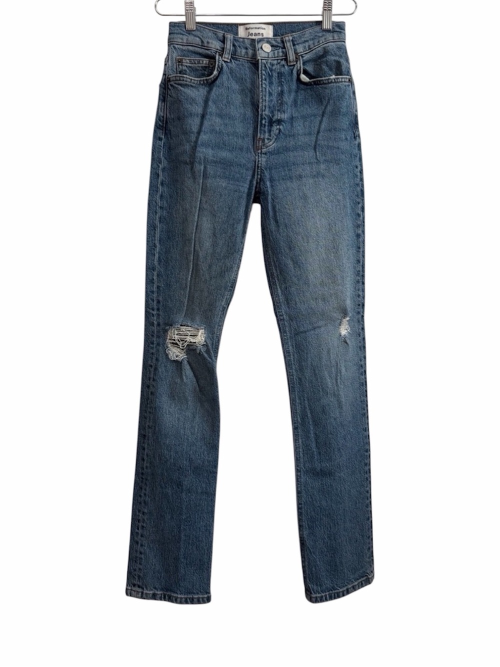 Reformation Liza High Rise Distressed Straight Leg Jeans 24